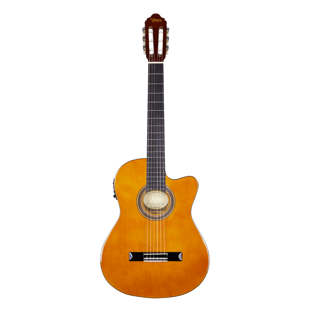 Valencia VC104TCE 100 Series | 4/4 Size Thin Body Classical Guitar | Natural