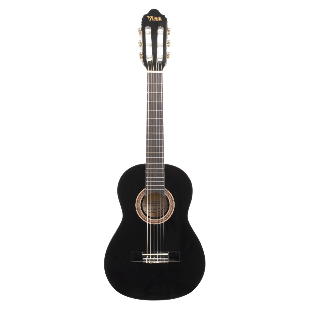 Valencia VC101BK 100 Series | 1/4 Size Classical Guitar | Black