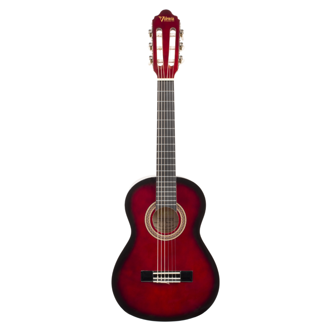 Valencia VC102RDS 100 Series | 1/2 Size Classical Guitar | Red Sunburst