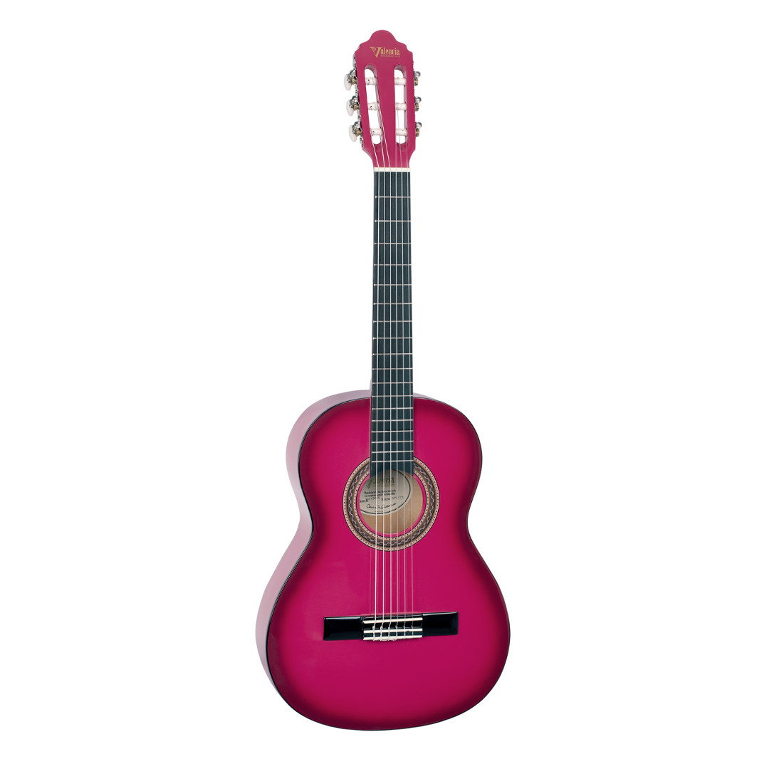 Valencia VC103PKS 100 Series | 1/4 Size Classical Guitar | Pink Sunburst