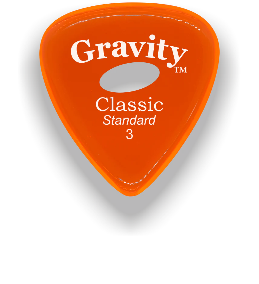 Gravity Picks Classic Standard 3m Polished w/Elipse Grip Hole | Orange
