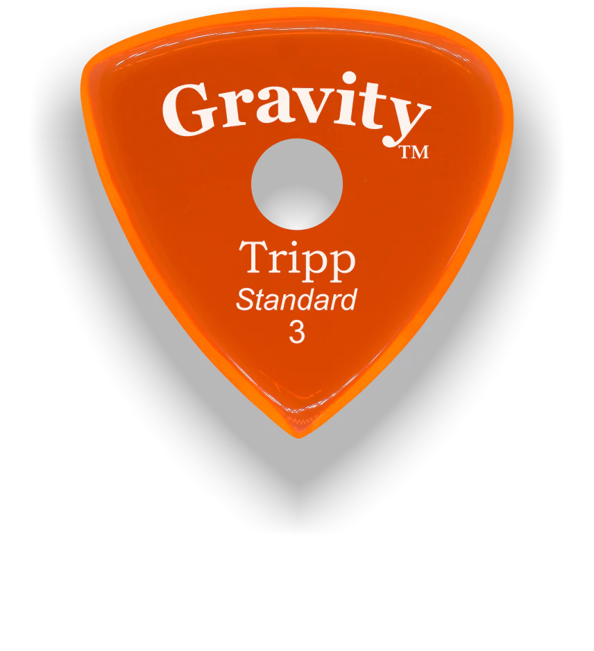 Gravity Picks Tripp Standard 3mm Master Finish w/Round Grip Hole | Orange