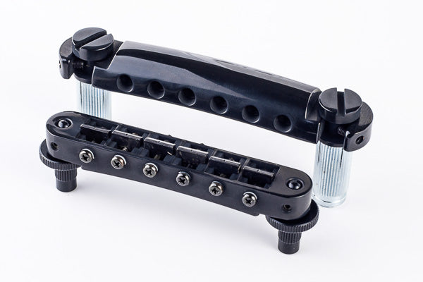 TonePros TP-LPM04-B Tune-O-Matic/Tailpiece set Standard (Small Post/Notched saddles) | Black