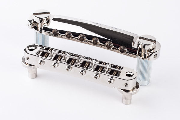 TonePros TP-LPM04-N Tune-O-Matic/Tailpiece set Standard (Small Post/Notched saddles) | Nickel