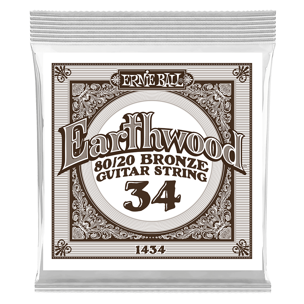 Ernie Ball P01434 .034 Earthwood 80/20 Bronze Acoustic Guitar Strings 6 Pack