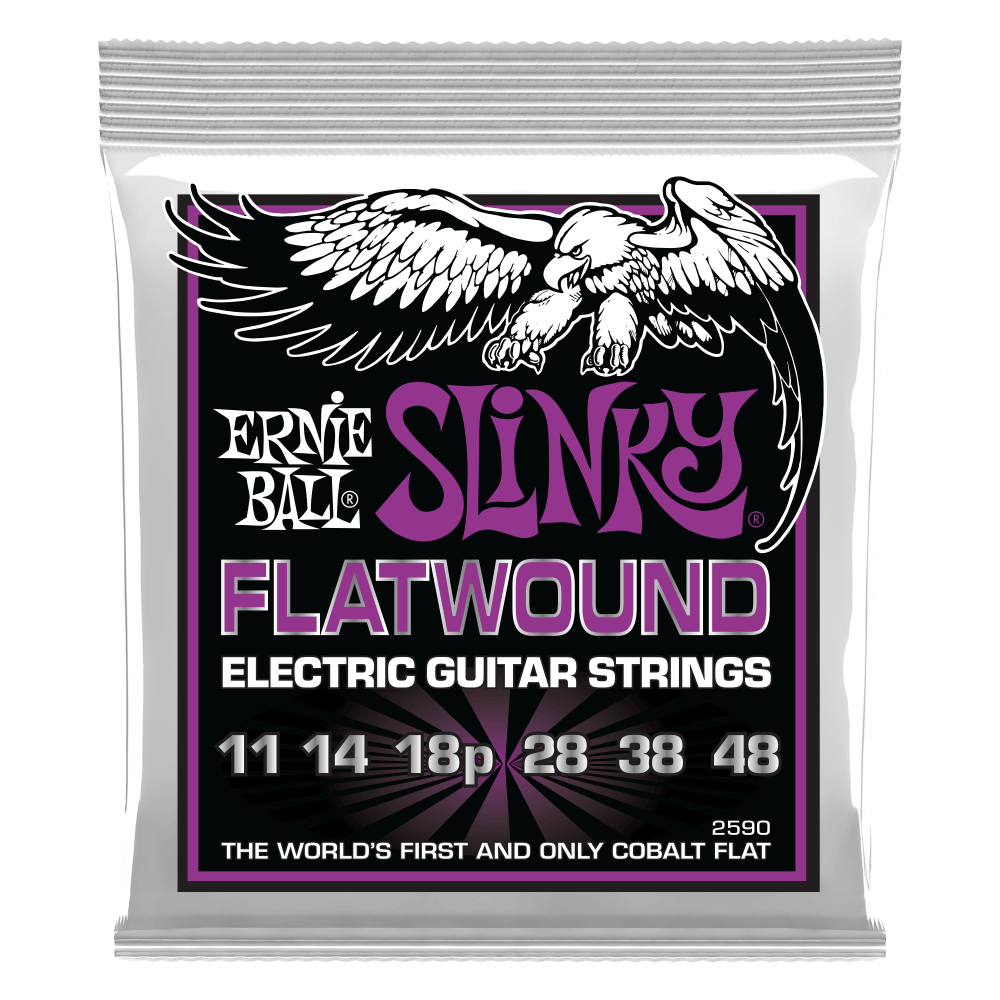 Ernie Ball P02590 Power Slinky Flatwound Electric Guitar Strings 11-48 Gauge