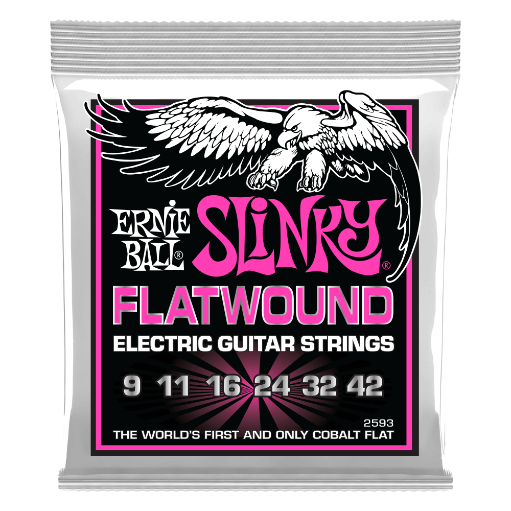 Ernie Ball P02593 Super Slinky Flatwound Electric Guitar Strings 9-42 Gauge