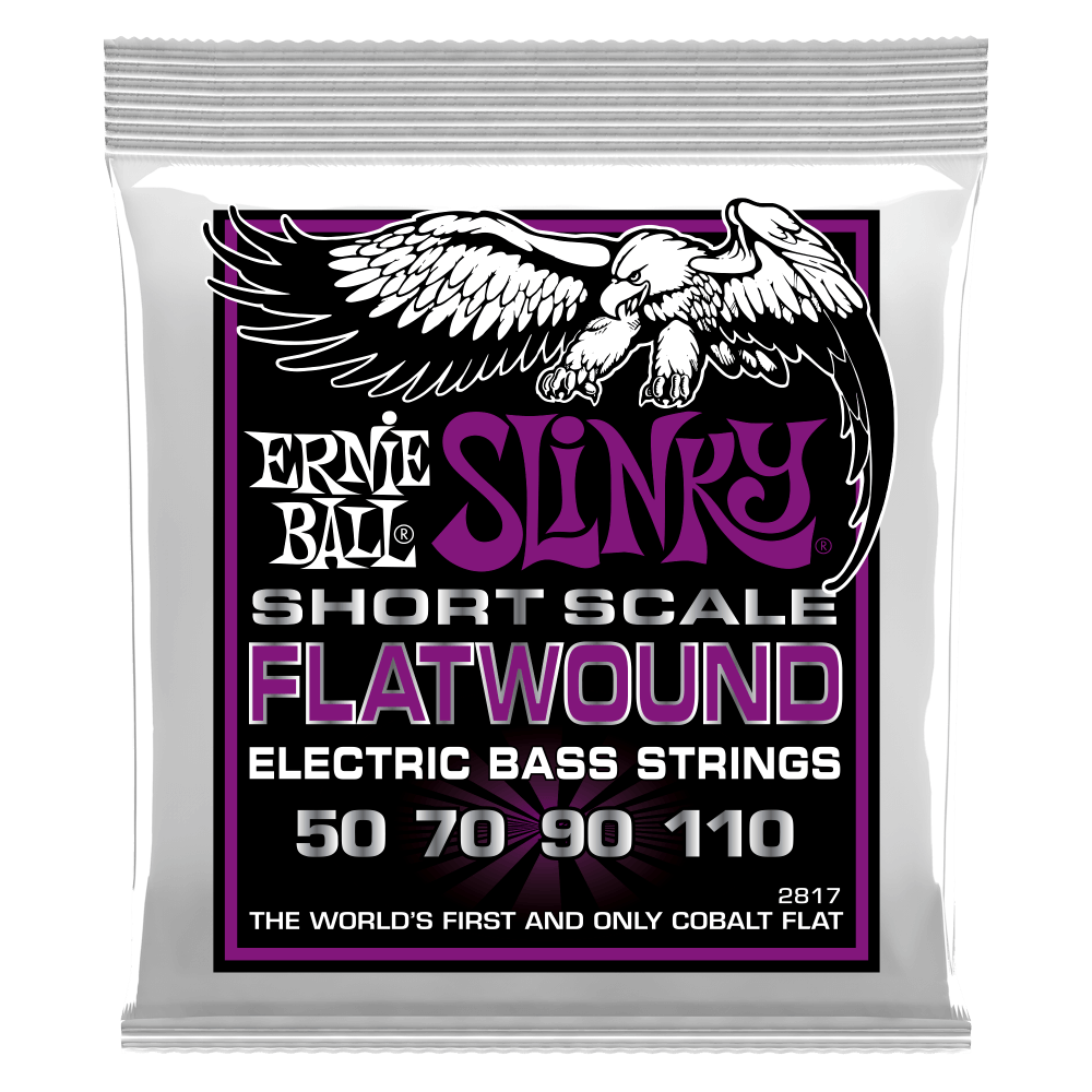 Ernie Ball P02817 Power Slinky Flatwound Short Scale Electric Bass Strings 50-110 Gauge