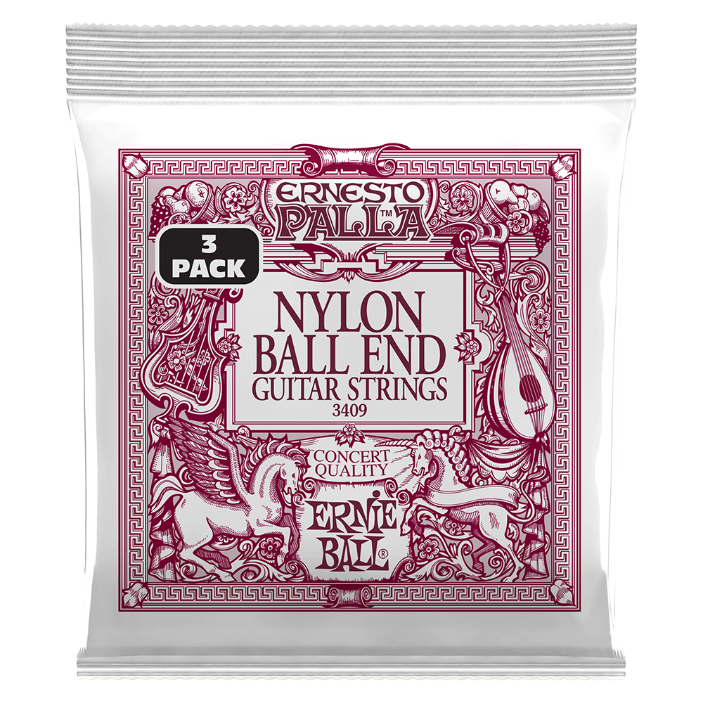 Ernie Ball Ernesto Palla Black and Gold Ball End Nylon Classical Guitar Strings 3-Pack