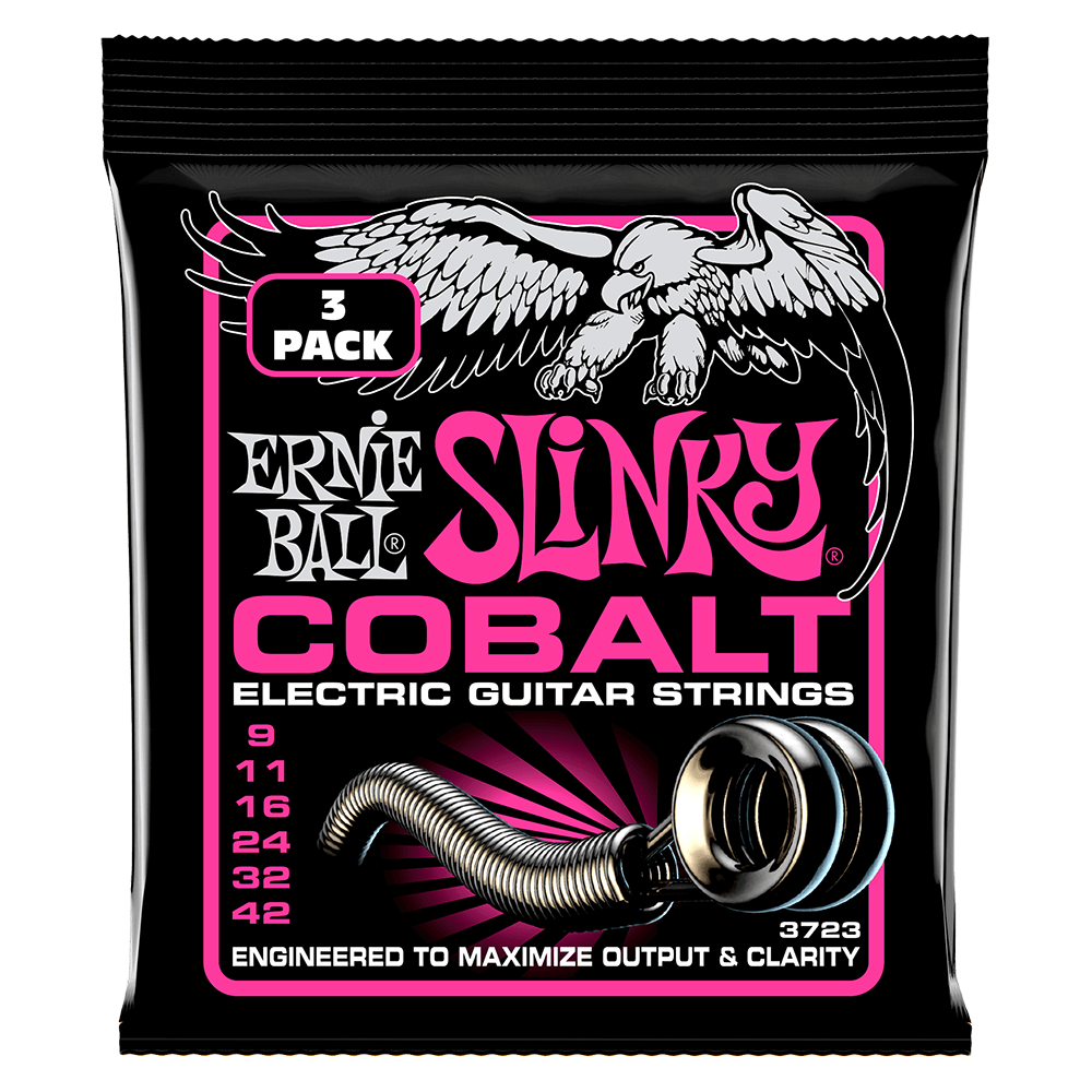 Ernie Ball P03723 Super Slinky Cobalt Electric Guitar Strings 9-42 Gauge - 3 Pack