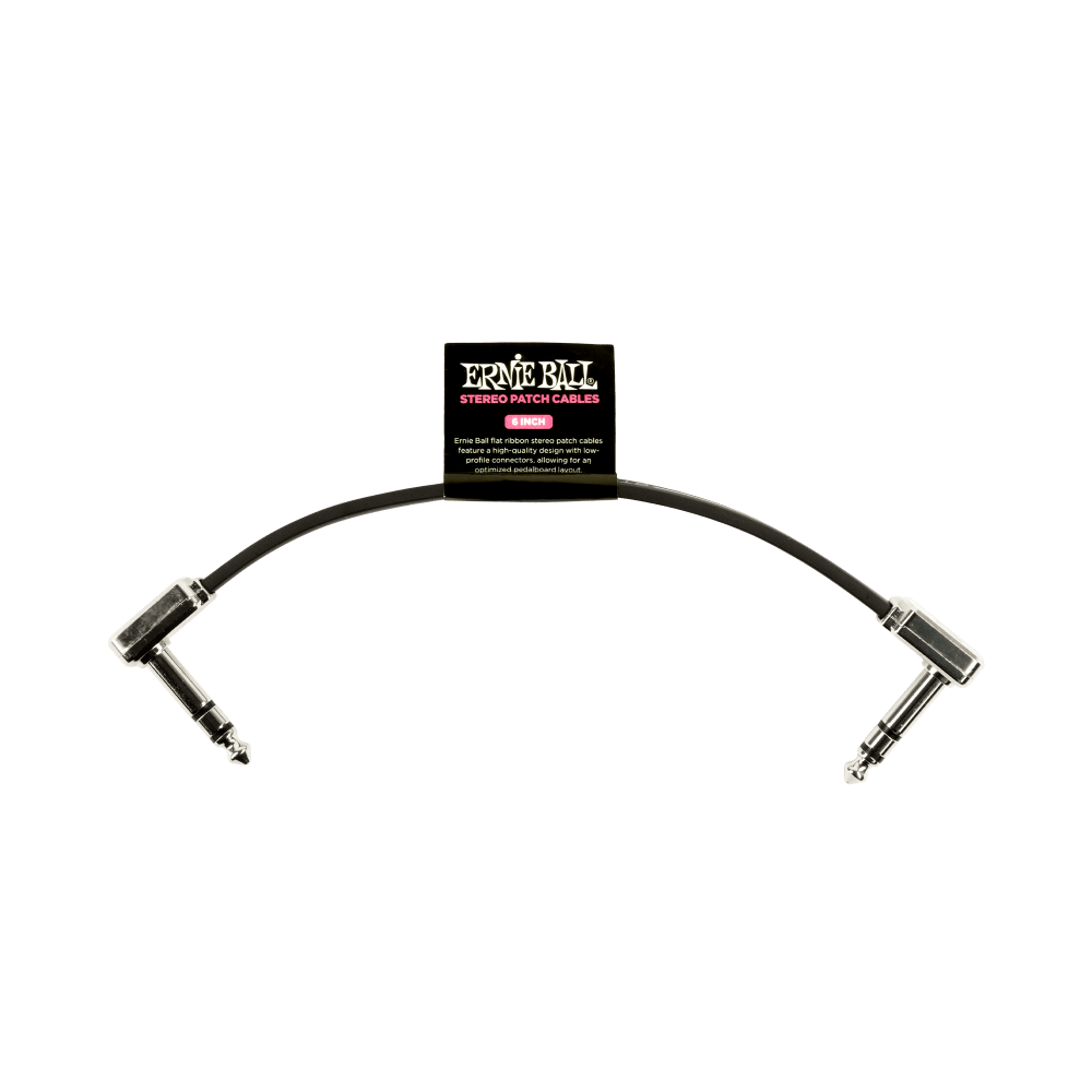 Ernie Ball 6 inch Flat Ribbon Stereo Patch Cable Black