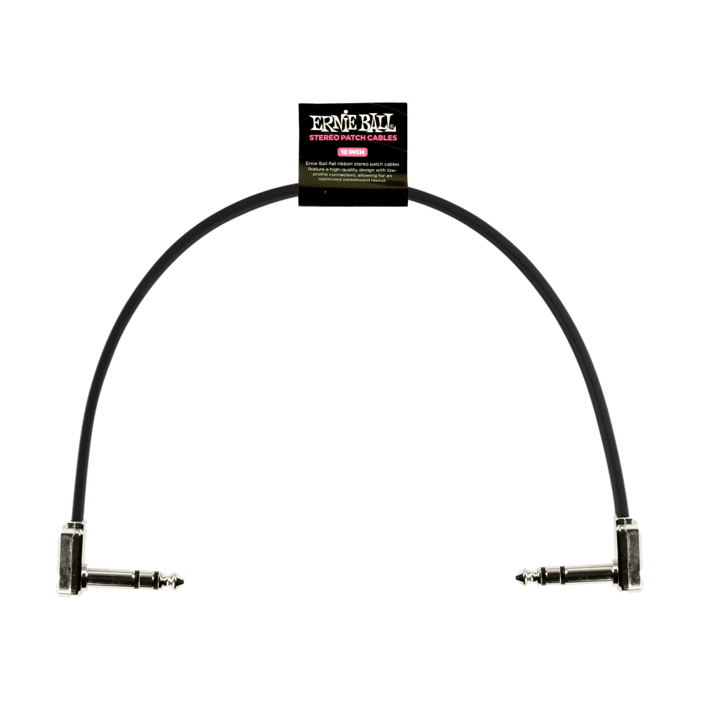 Ernie Ball Flat Ribbon Stereo Patch Cable 12In - Black - Single