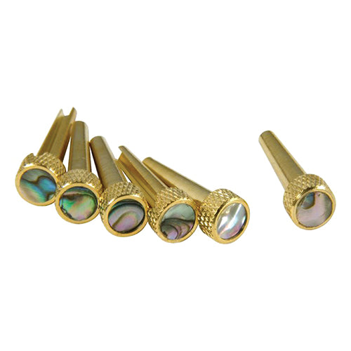 D'Andrea Tone Pins Solid Brass with Abalone Inlay | Set of 6