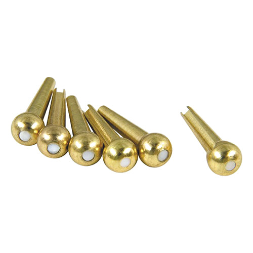 D'Andrea Tone Pins Traditional Solid Brass with Pearl Dot | Set of 6