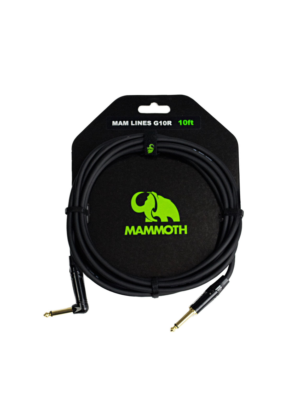 Mammoth Lines G10R 10ft Instrument Cable Straight Jack to Right Angle.