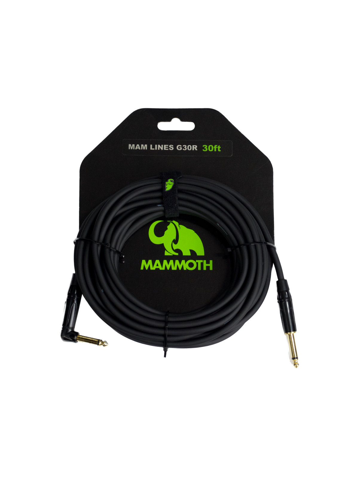 Mammoth Lines G30R 30ft Instrument Cable Right Angle Jack to Straight Jack