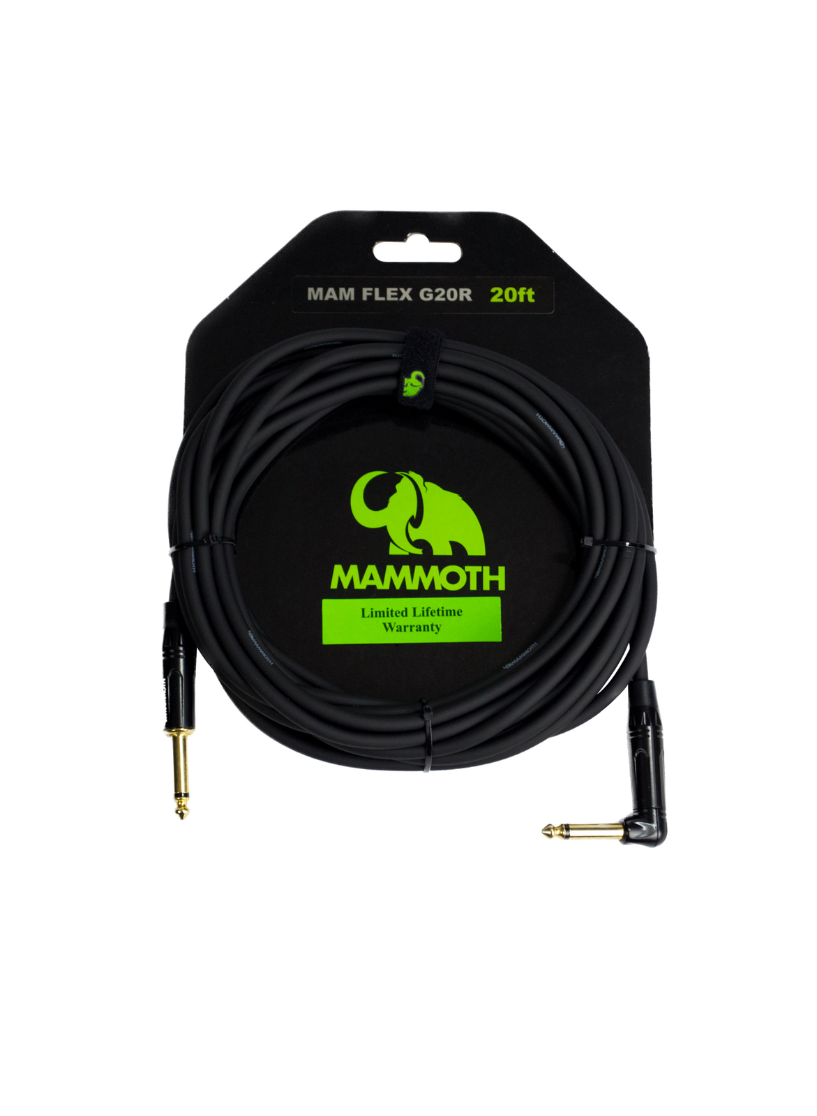 Mammoth Flex G20R 20ft Instrument Cable Right Angle Jack to Straight Jack