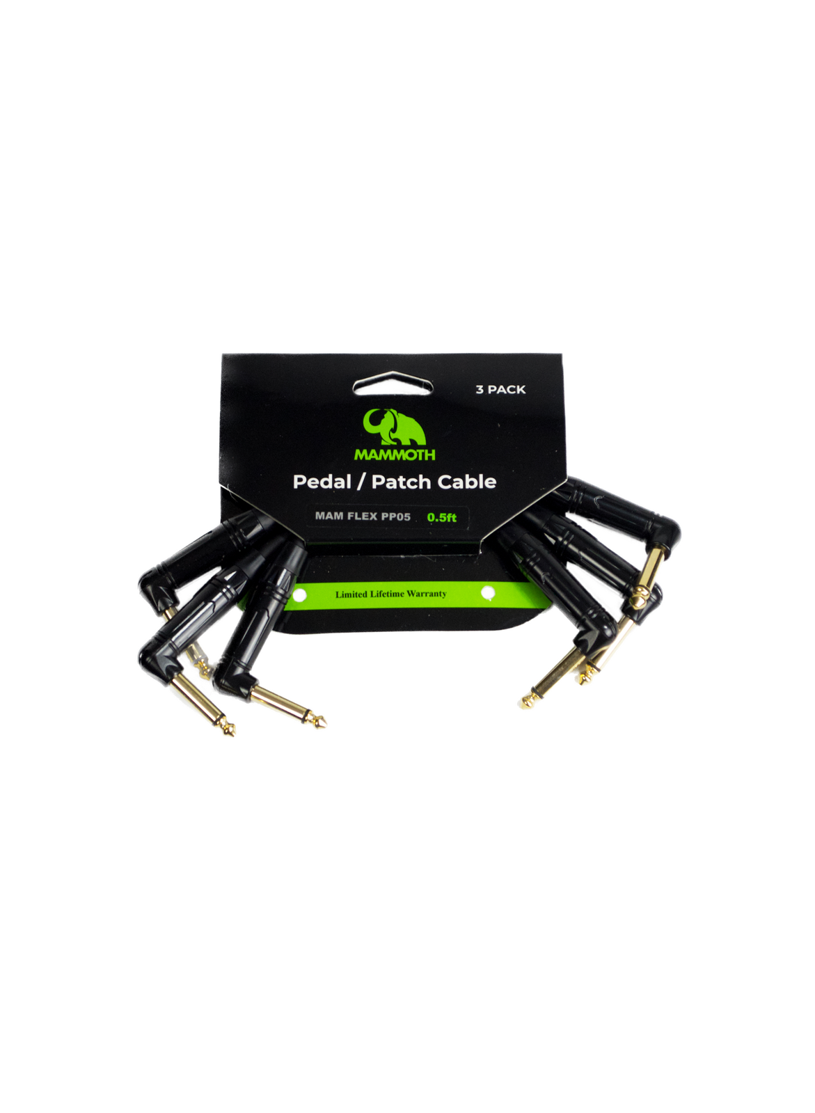Mammoth Flex PP05, 3 Pieces 0.5ft Pedal/Patch cable, Right angle Jack to Right angle Jack
