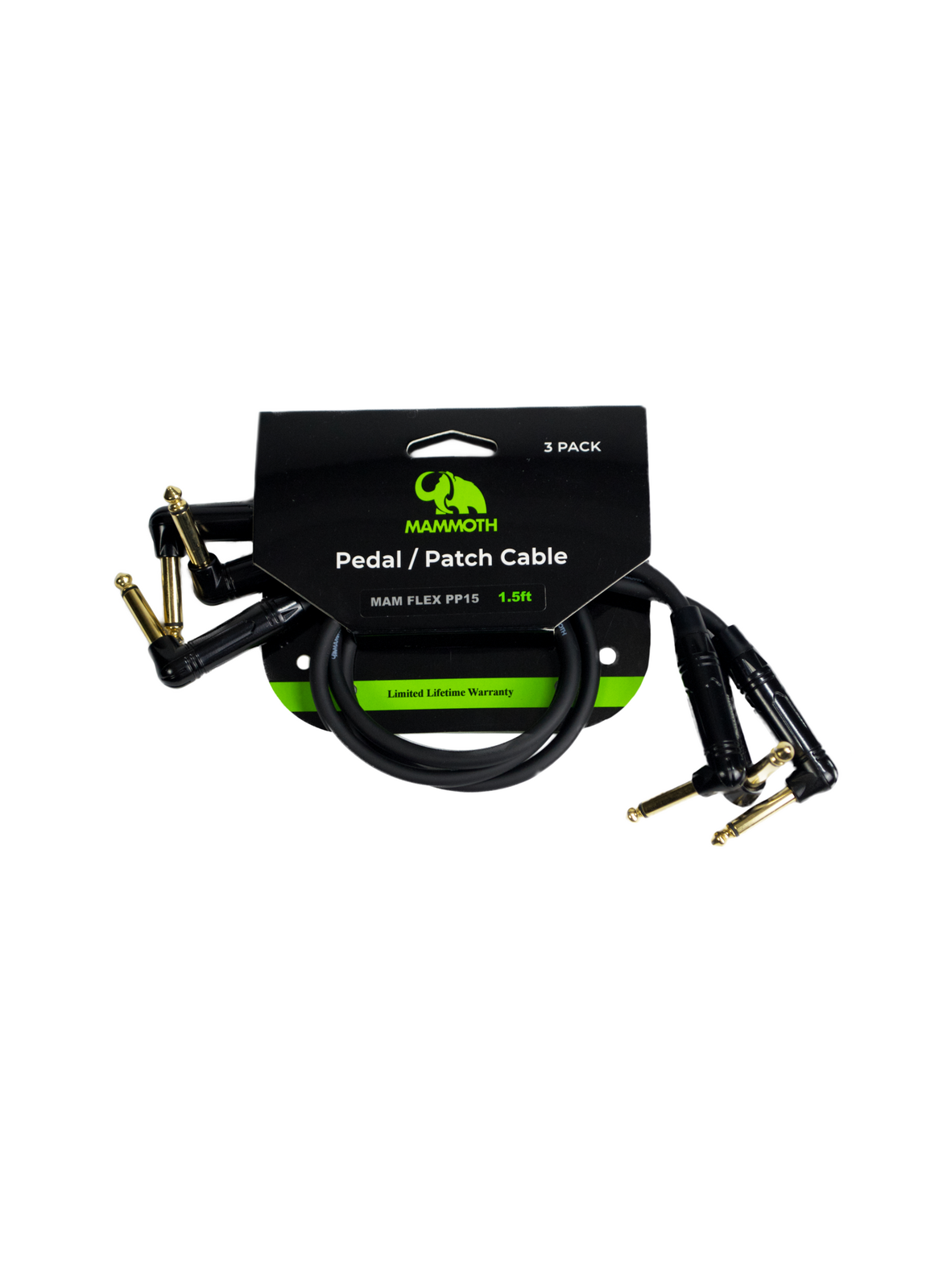 Mammoth Flex PP15, 3 Pieces, 1.5 ft Pedal/Patch cable, Right angle Jack to Right angle Jack