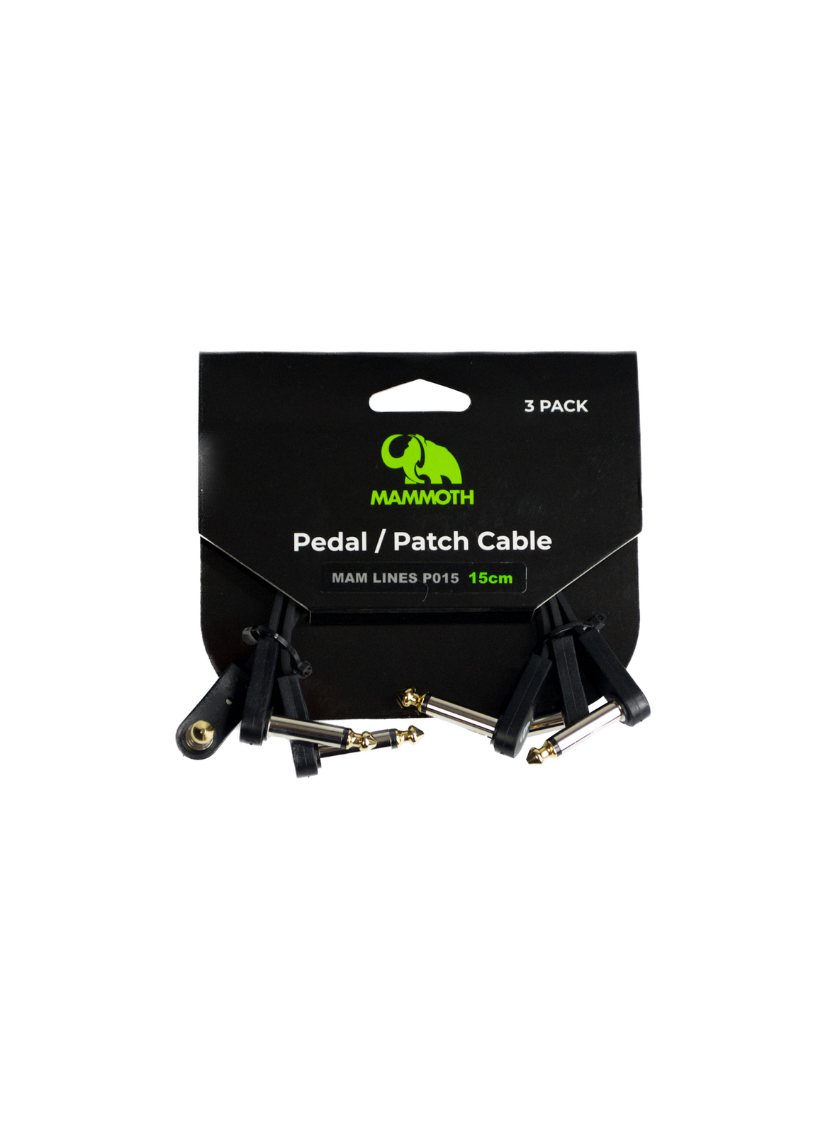 Mammoth Lines P015 3 Pieces 15cm Pedal/Patch Cable, Right angle Jack to Right angle Jack