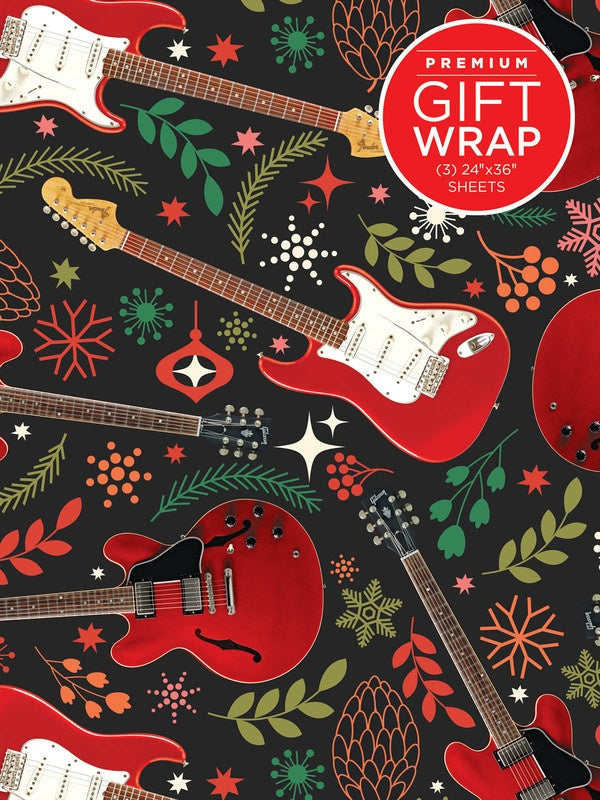 Gift Wrap Paper - Christmas Red Guitar Theme