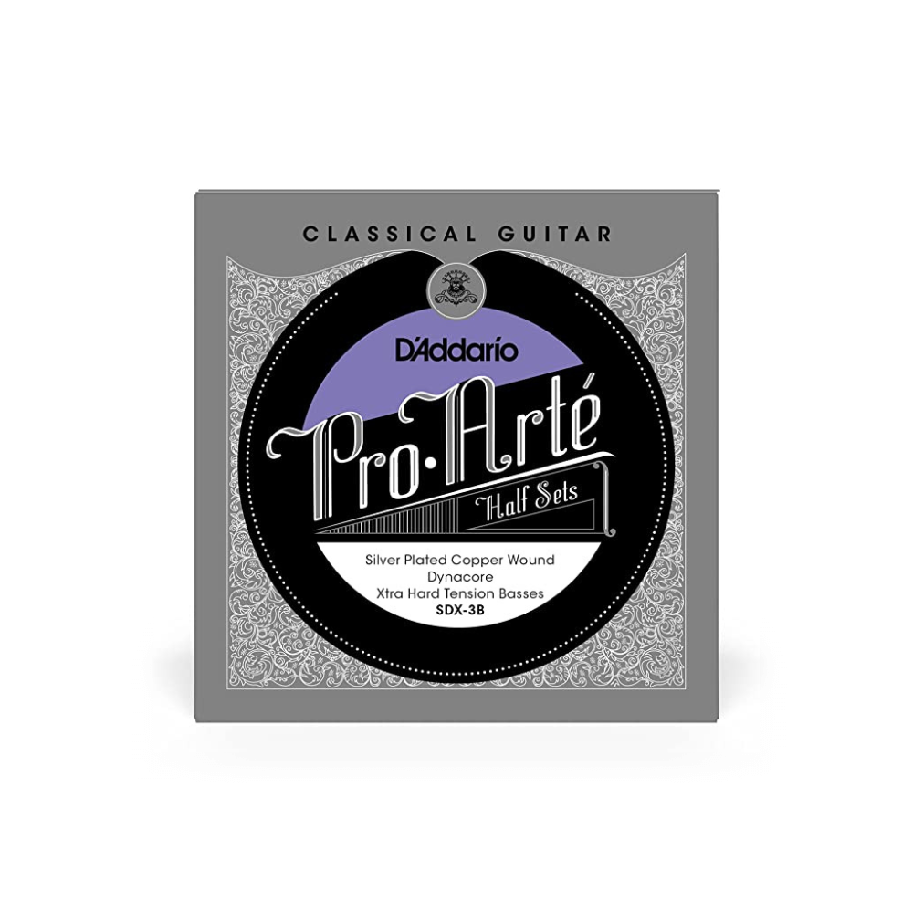 D'Addario SDX-3B Pro-Arte Silver Plated Copper on Composite Dynacore Classical Guitar Half Set, Extra Hard Tension