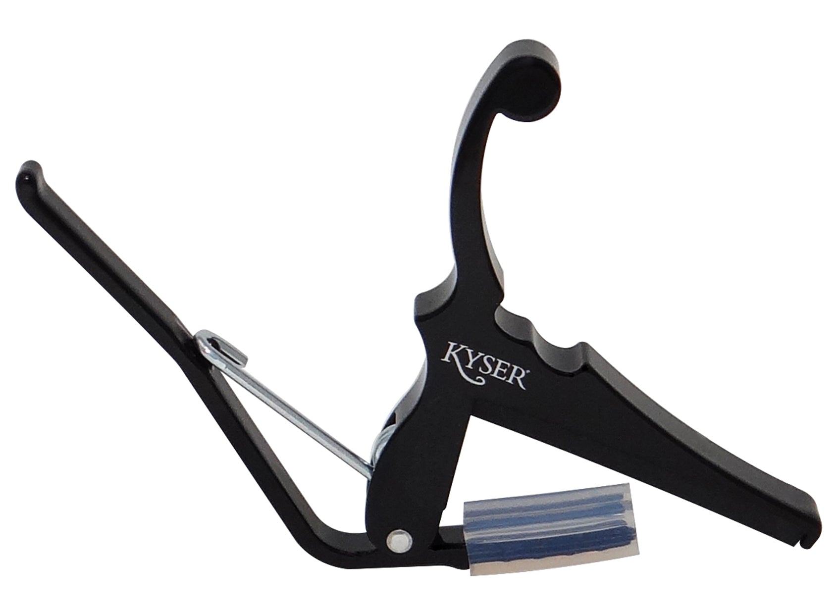 Black Capo for Electric guitars. Easy headstock park and one hand reposition.