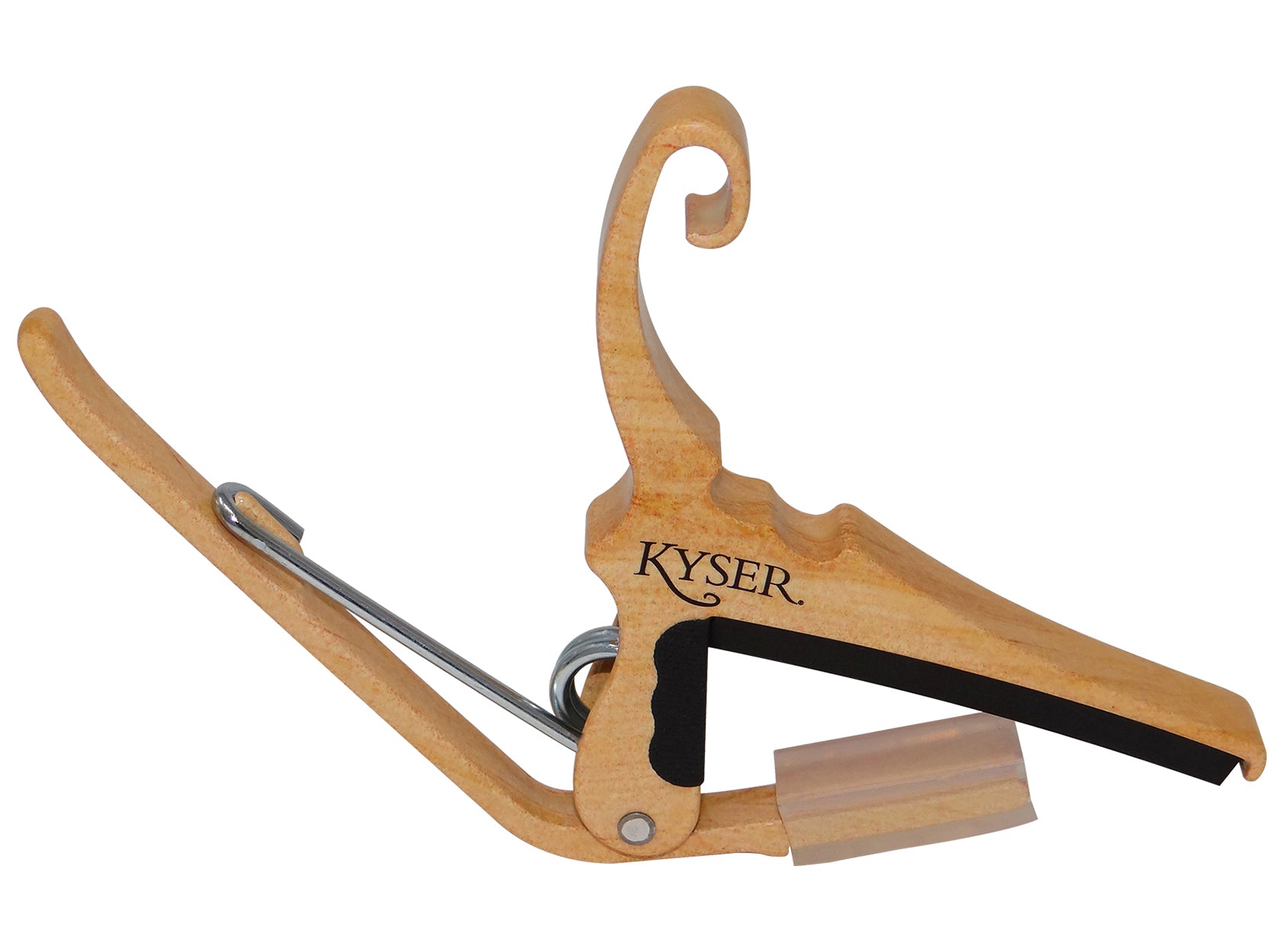 Maple Capo for acoustic guitars. Easy headstock park and one hand reposition.