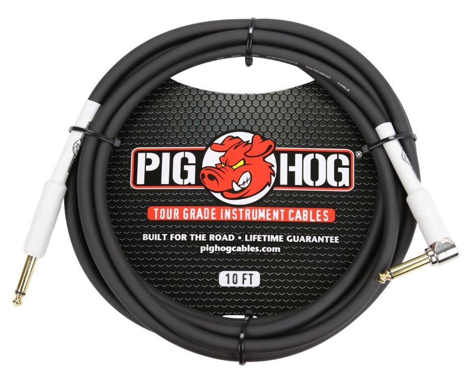 Pig Hog 10ft 1/4 - 1/4 Right angle 8mm Inst. Cab