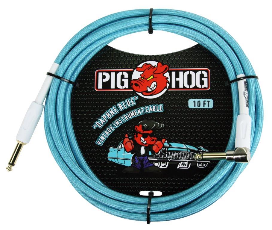 Pig Hog Daphne Blue Instrument Cable 10ft. Right