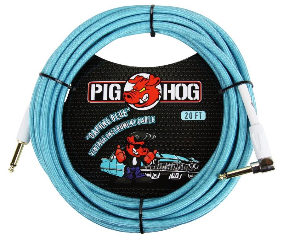 Pig Hog Daphne Blue Instrument Cable 20ft. Right