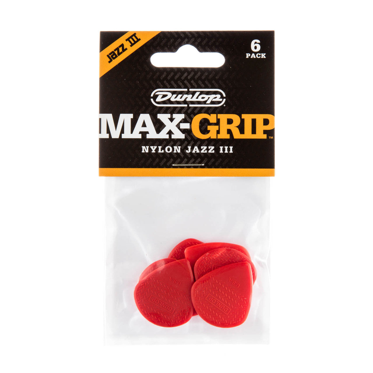 Dunlop Player's Pack | Dunlop Max-Grip® Jazz III Nylon Pick 1.38mm | 6-Pack