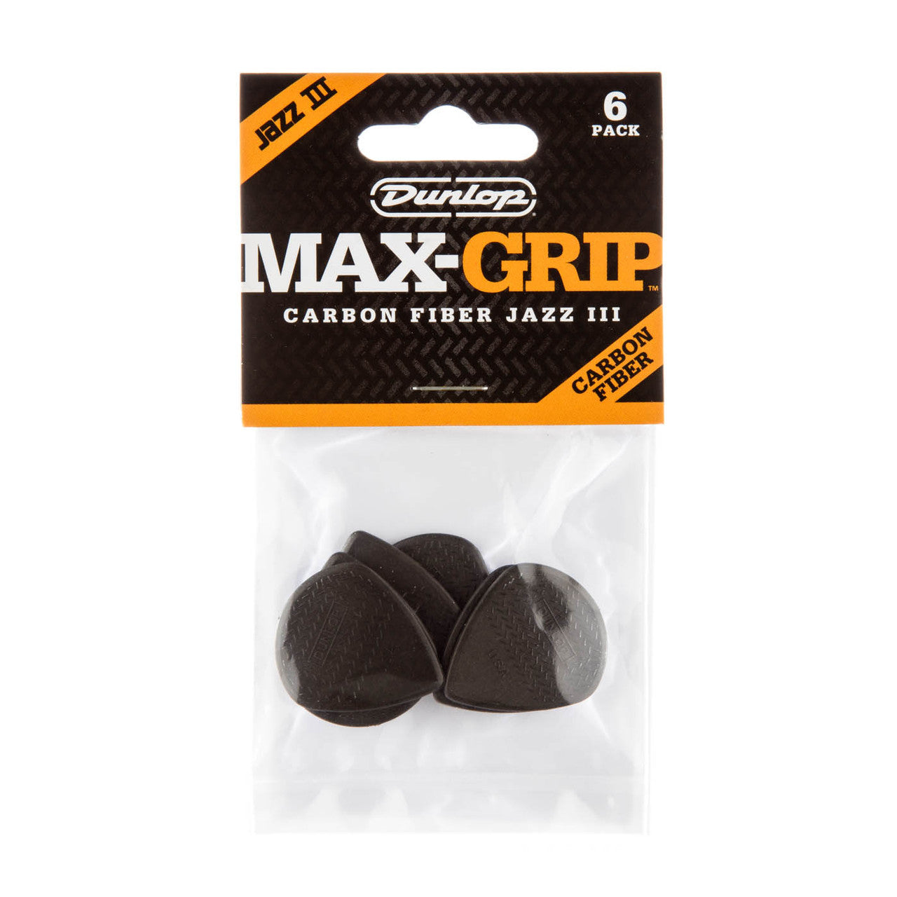 Dunlop Player's Pack | Max-Grip® Jazz III Carbon Fiber Pick 1.38mm | 6-Pack