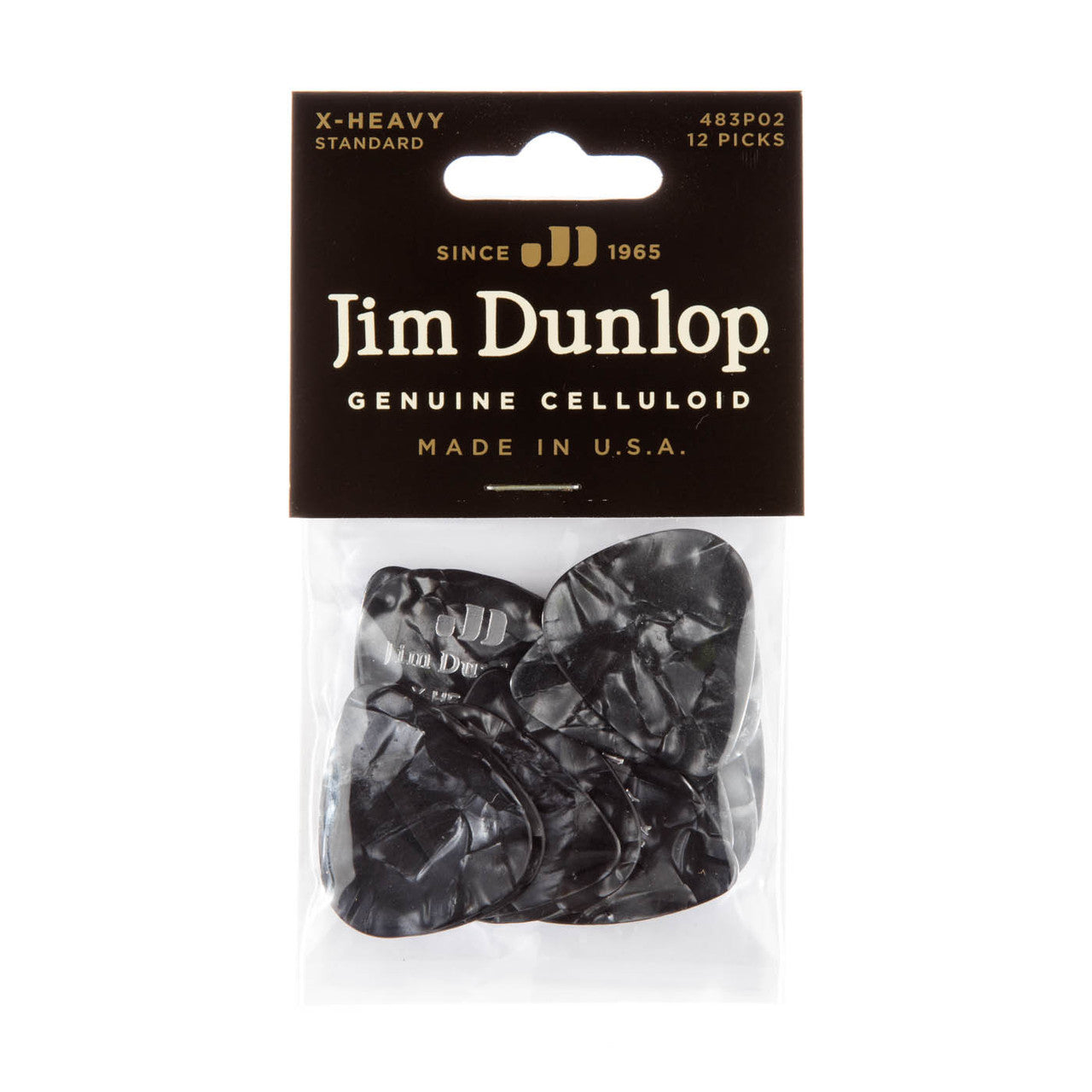 Dunlop Player's Pack | Celluloid Black Pearloid Classics Pick Extra Heavy Gauge | 12-Pack