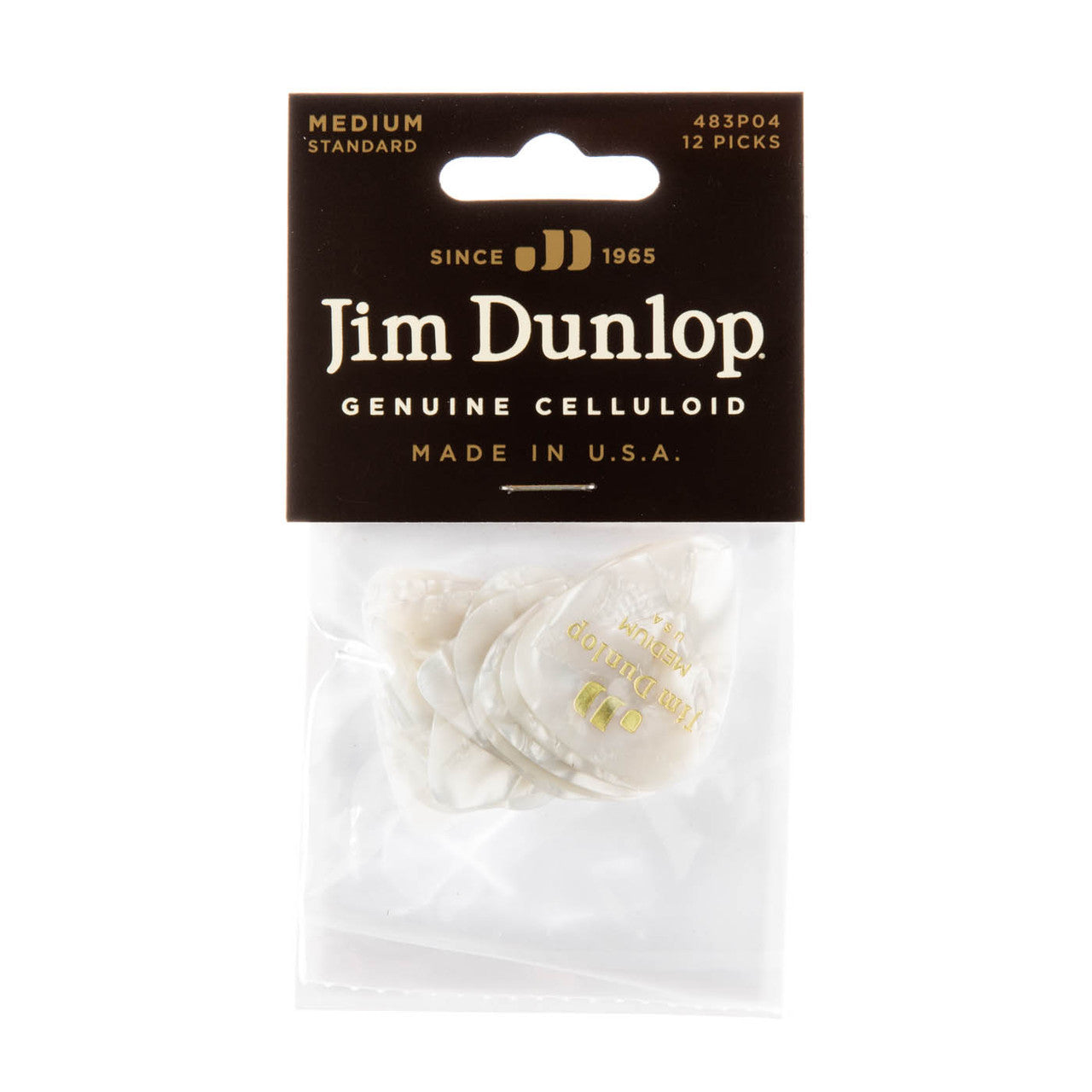 Dunlop Player's Pack | Celluloid White Pearloid Classics Pick Medium Gauge | 12-Pack