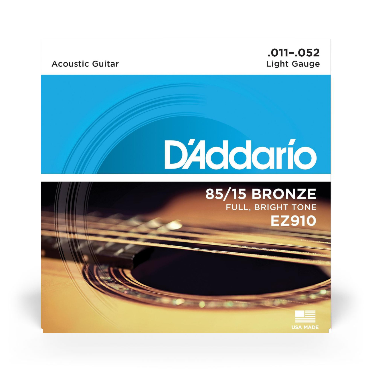 D'Addario EZ910 | 85/15 Bronze Acoustic Guitar Strings 11-52 Gauge | Light