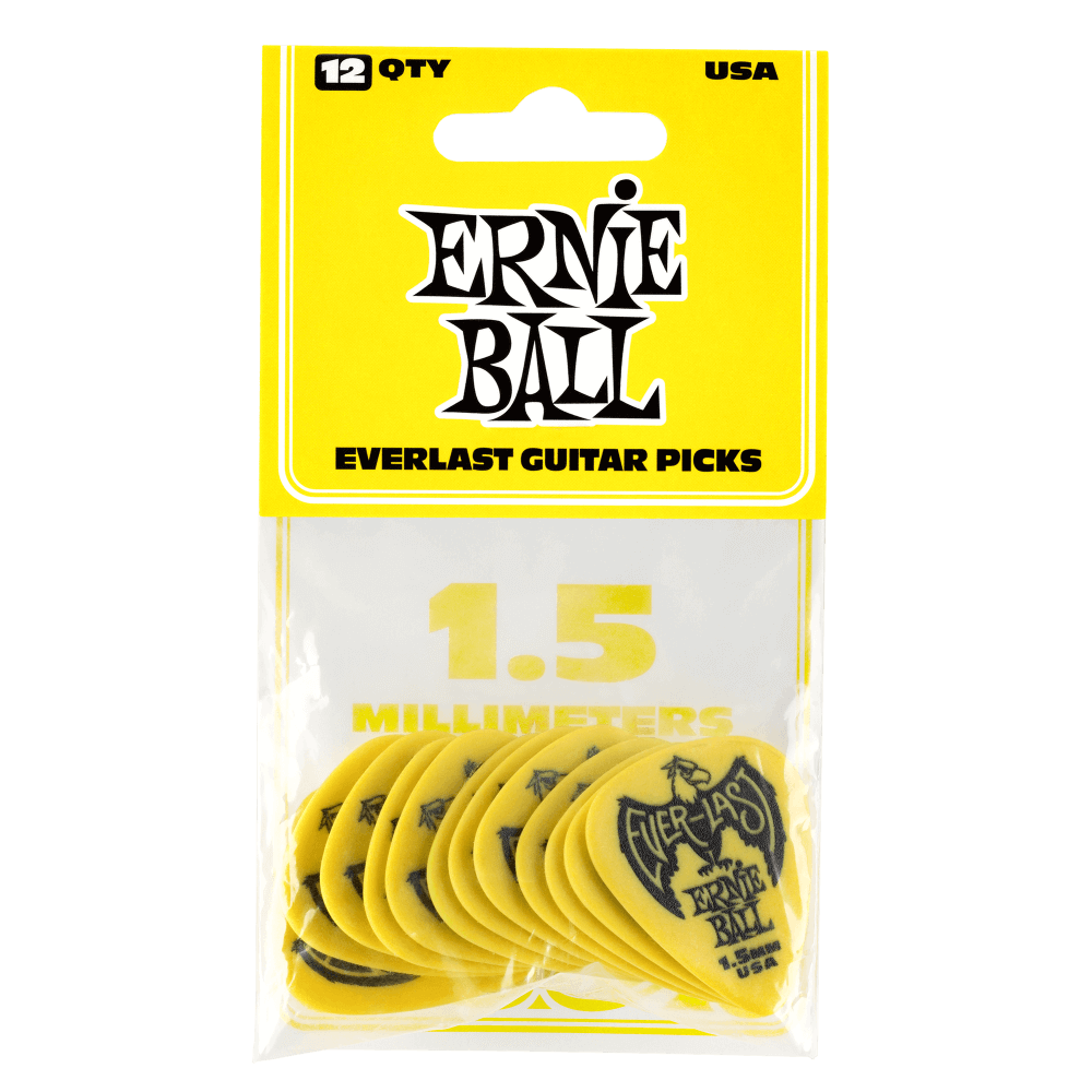 Ernie Ball P09195 1.5mm Yellow Everlast Picks 12-Pack