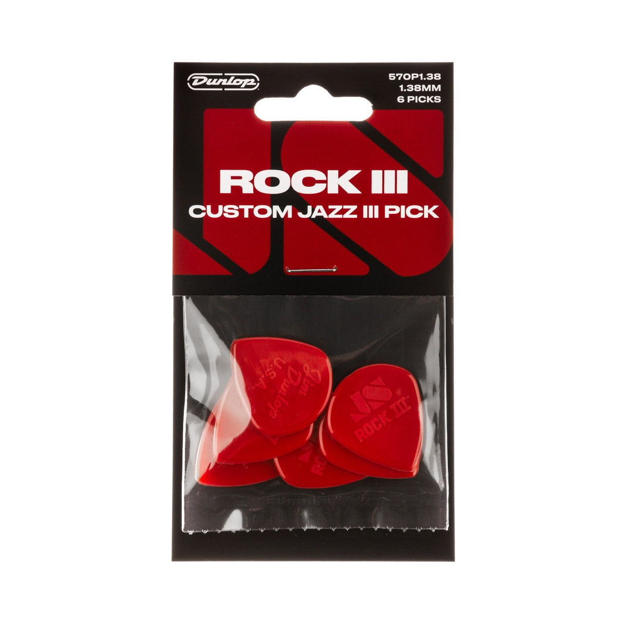 Dunlop Player's Pack | Rock III Nylon Custom Jazz III Pick 1.38mm | 6-Pack