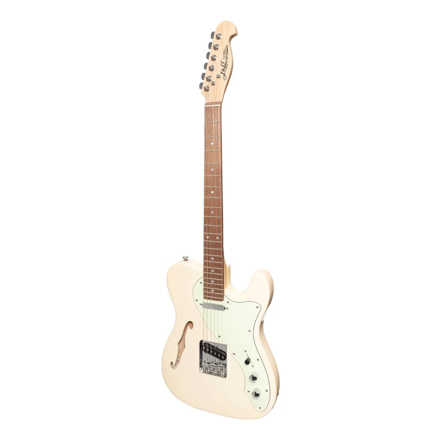 J&D Luthiers Thinline TE-Style Electric Guitar | Vintage White