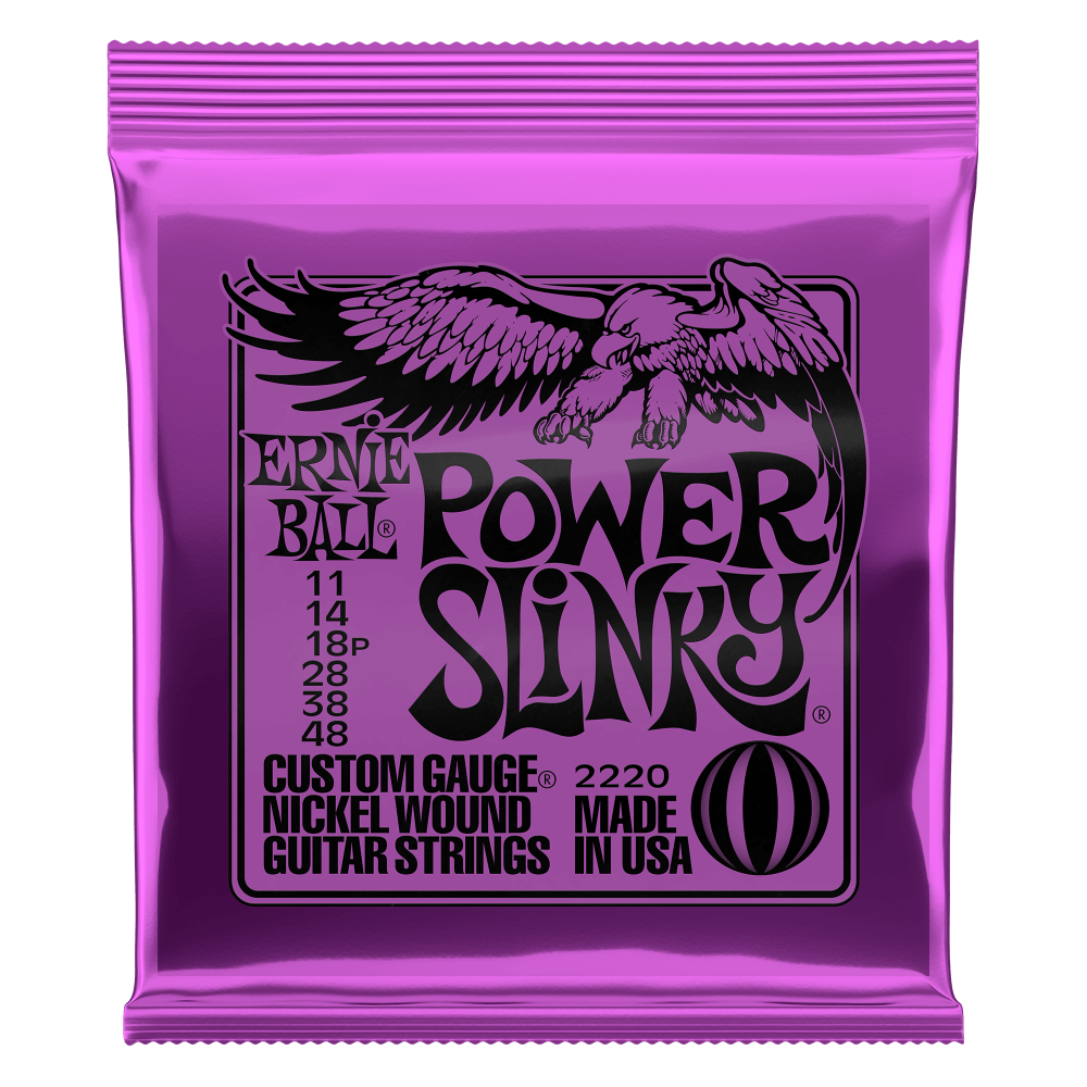 Ernie Ball P02220 Power Slinky Nickel Wound Electric Guitar Strings 11-48 Gauge