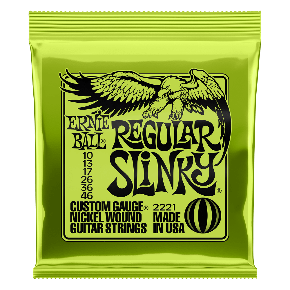 Ernie Ball P02221 Regular Slinky Nickel Wound Electric Guitar Strings 10-46 Gauge