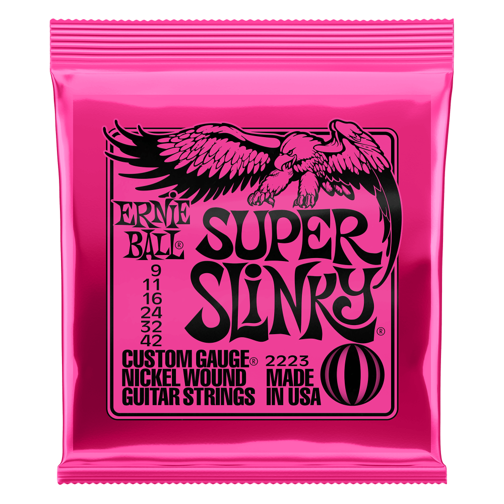 Ernie Ball P02223 Super Slinky Nickel Wound Electric Guitar Strings 9-42 Gauge