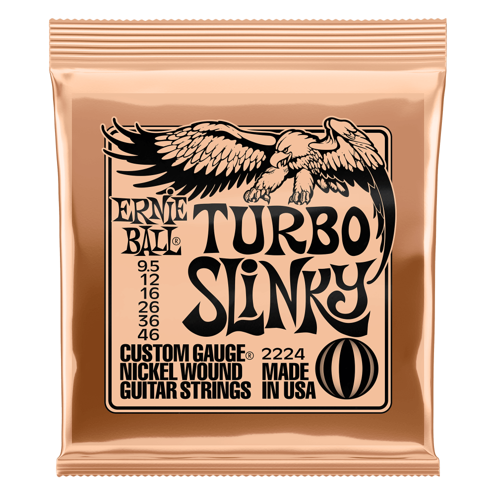 Ernie Ball P02224 Turbo Slinky Nickel Wound Electric Guitar Strings 9.5-46 Gauge