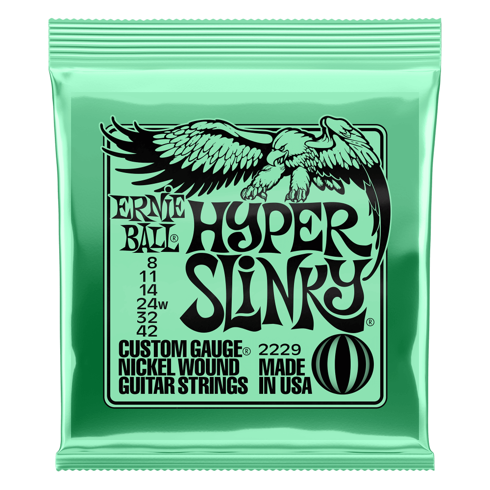 Ernie Ball P02229 Hyper Slinky Nickel Wound Electric Guitar Strings 8-42 Gauge