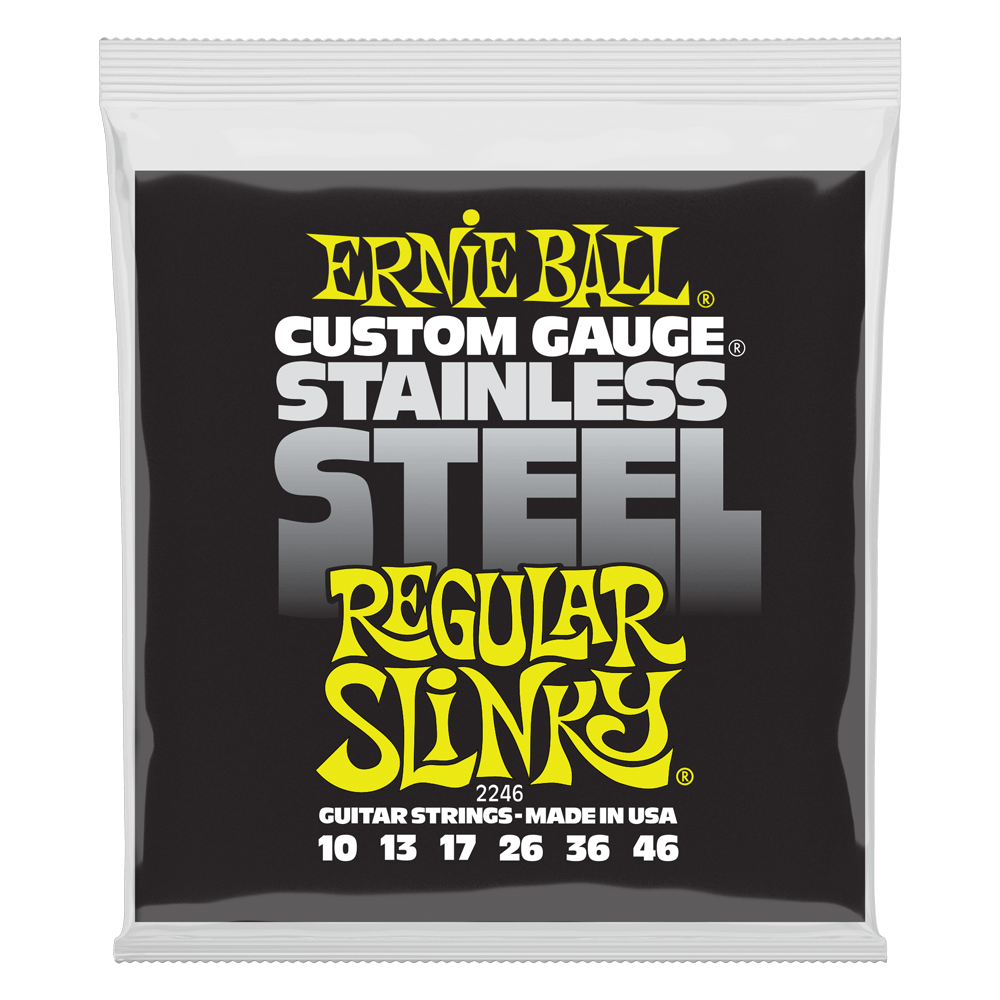 Ernie Ball P02246 Regular Slinky Stainless Steel Wound Electric Guitar Strings 10-46 Gauge