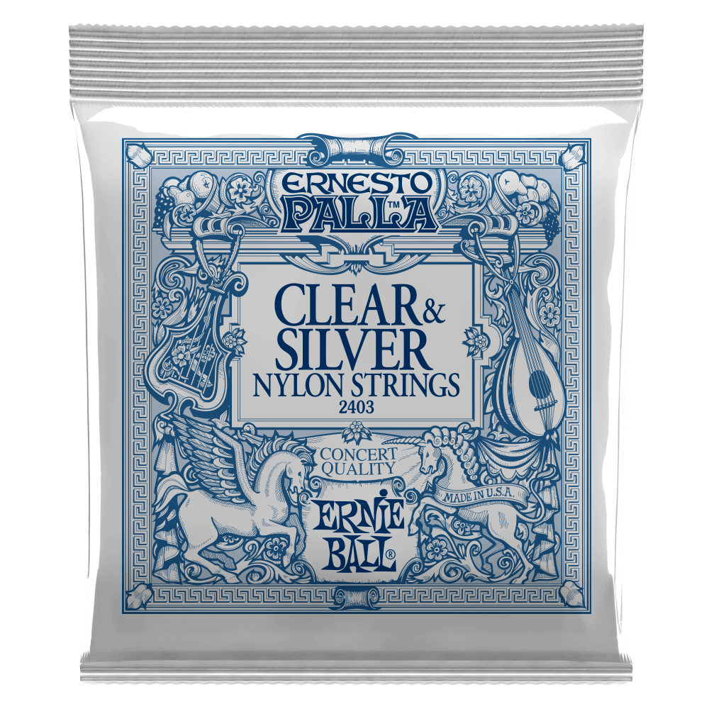 Ernie Ball P02403 Ernesto Palla Clear & Silver Nylon Classical Guitar Strings Medium Tension