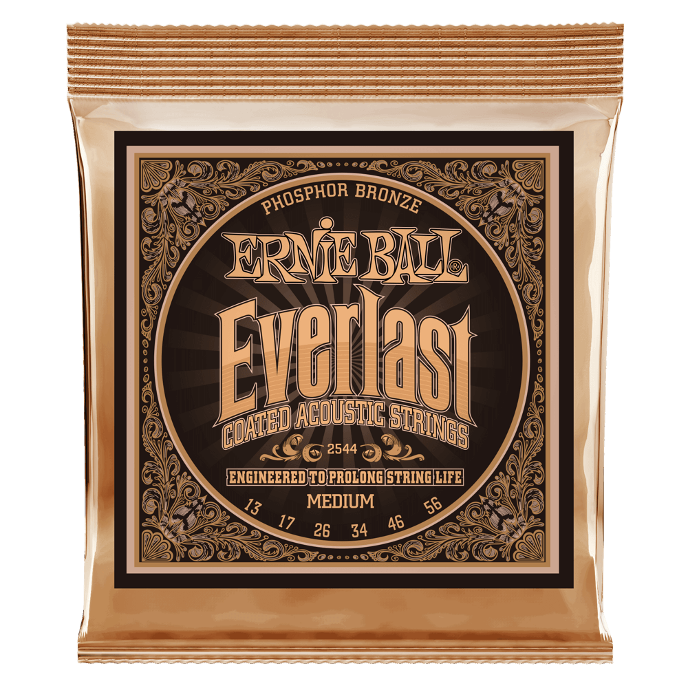 Ernie Ball P02544 Everlast Extra Light Coated Phosphor Bronze Acoustic Guitar Strings 13-56 Gauge