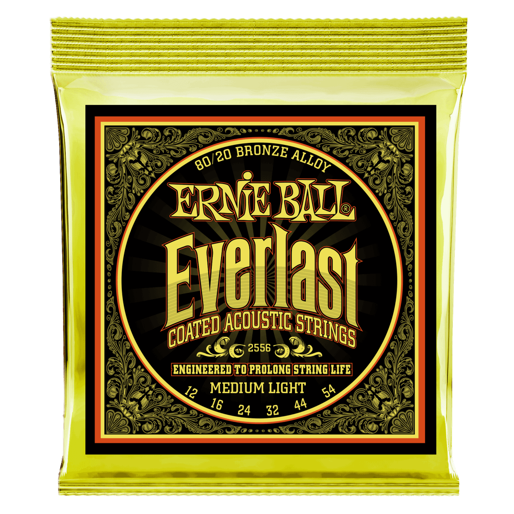 Ernie Ball P02556 Everlast Medium Light Coated 80/20 Bronze Acoustic Guitar Strings 12-54 Gauge