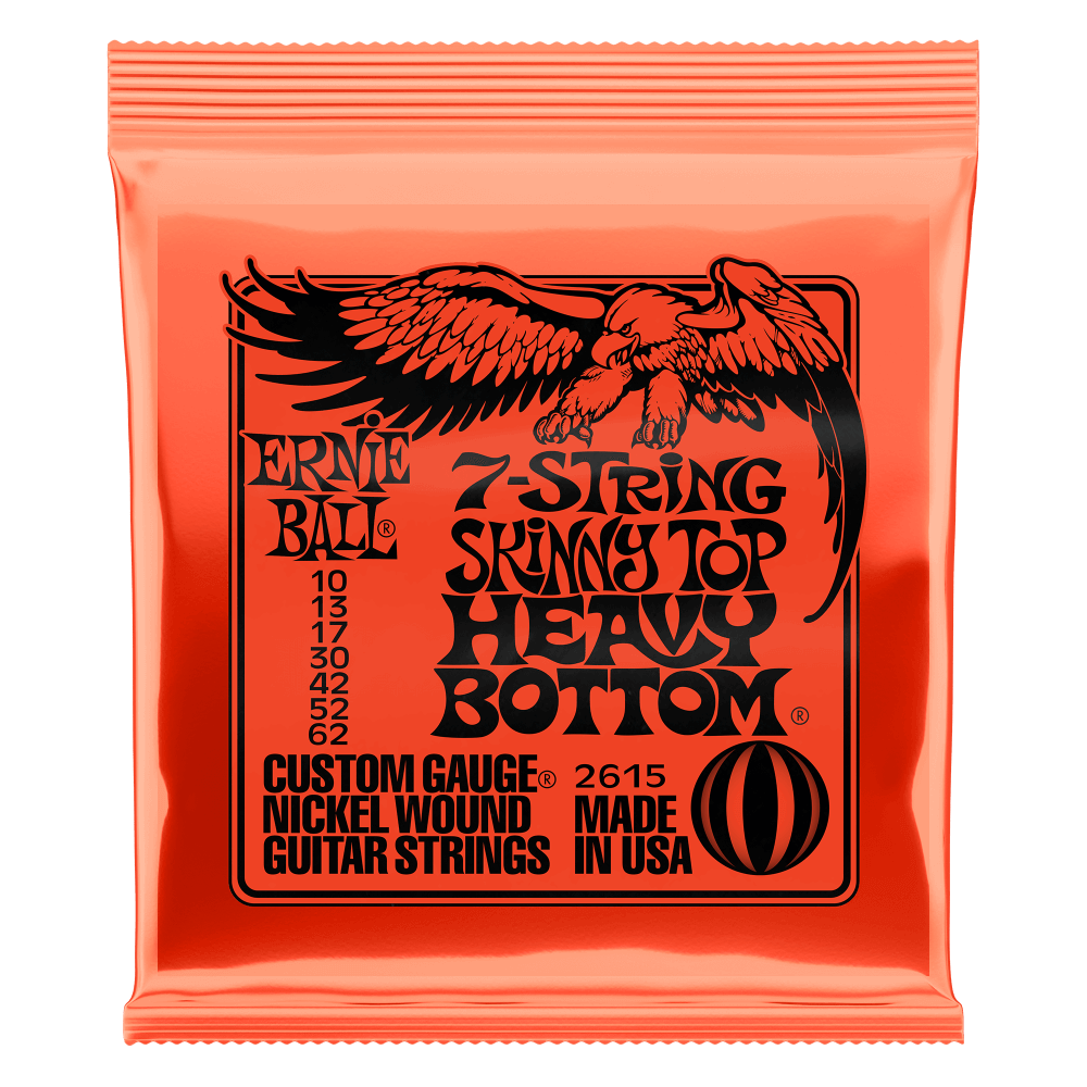 Ernie Ball P02615 Skinny Top Heavy Bottom Slinky 7-String Nickel Wound Electric Guitar Strings 10-62 Gauge