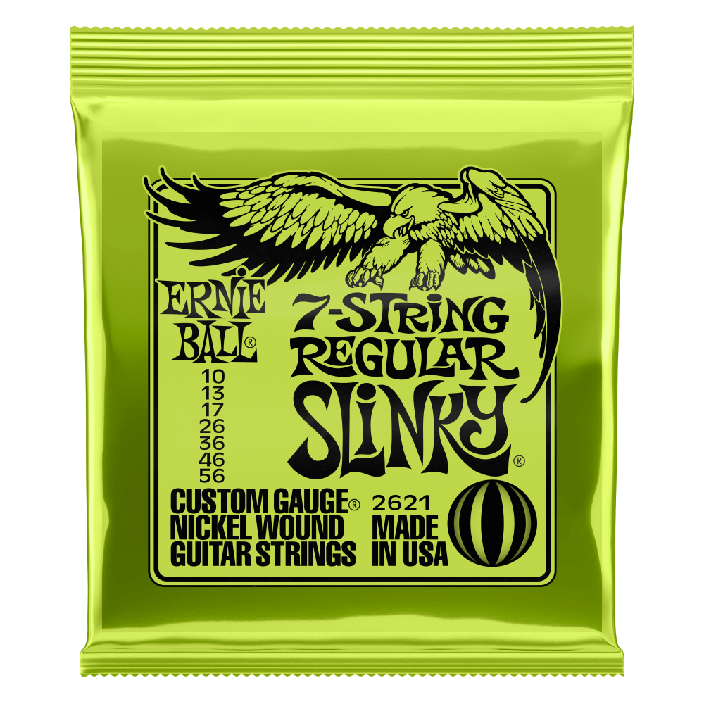 Ernie Ball P02621 Regular Slinky 7-String Nickel Wound Electric Guitar Strings 10-56 Gauge